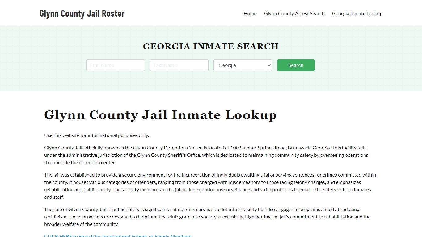 Glynn County Jail Roster Lookup, GA, Inmate Search