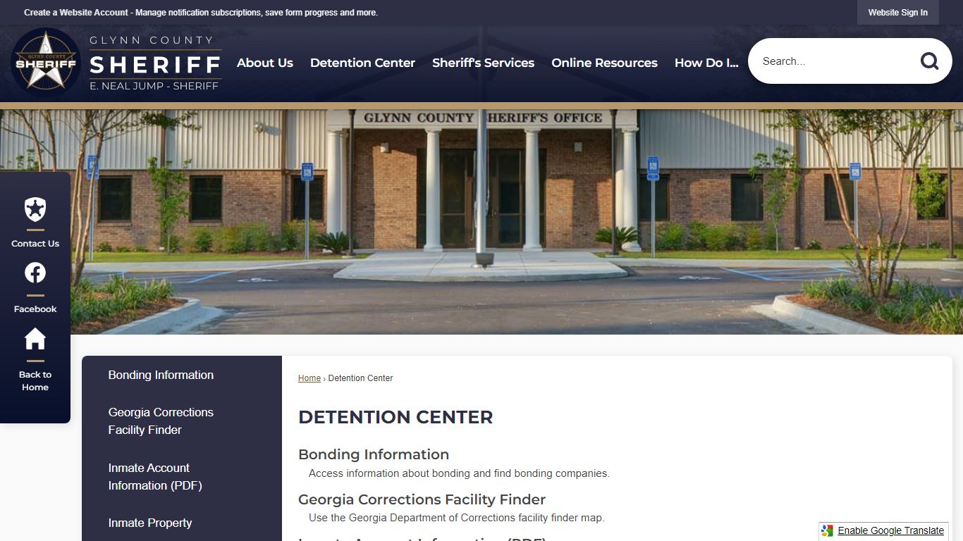 Detention Center | Glynn County Sheriff's Office, GA